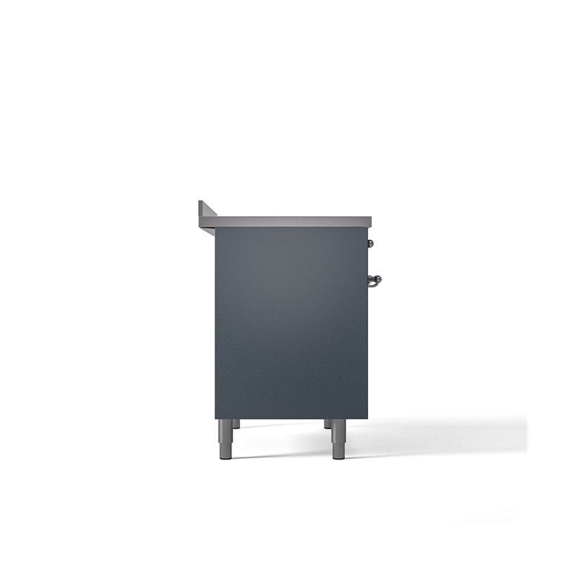 Cuisinière à induction 40 pouces avec 6 éléments à induction ILVE Nostalgie II Series (porte pleine), Gris-bleu / chrome