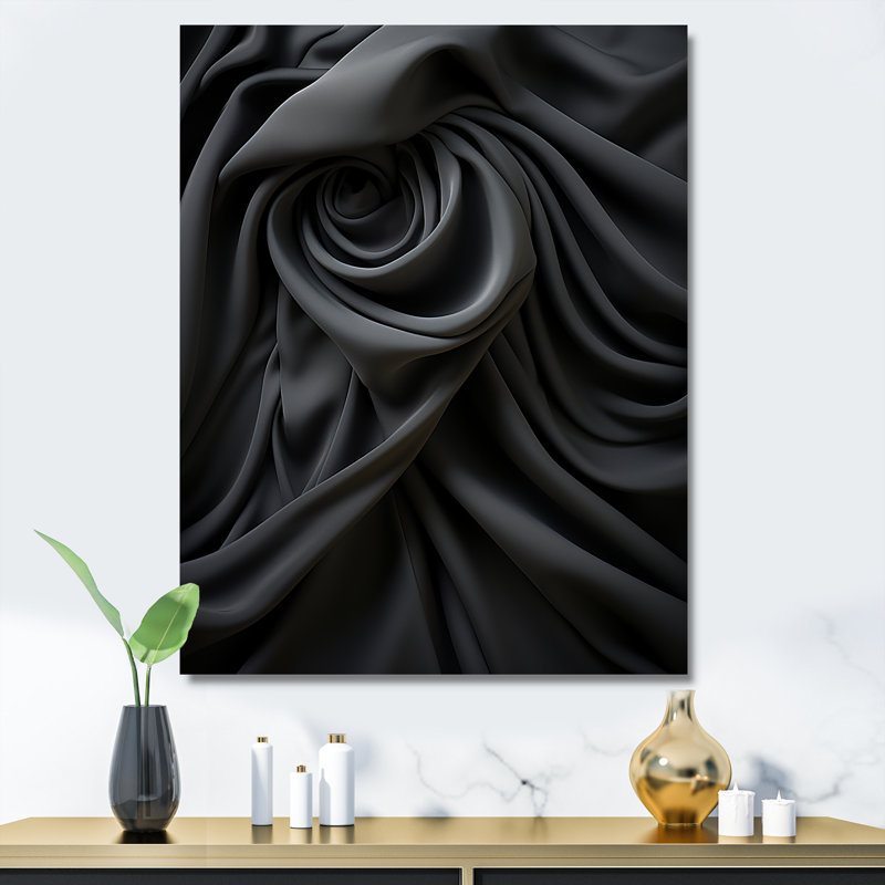 Silk Fractal Noir Curves III - impression d'art mural fractal, Toile tendue, H 32 po x l 16 po x P 1 po