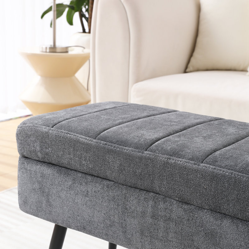 Banc de rangement rembourré Vondale, Gris