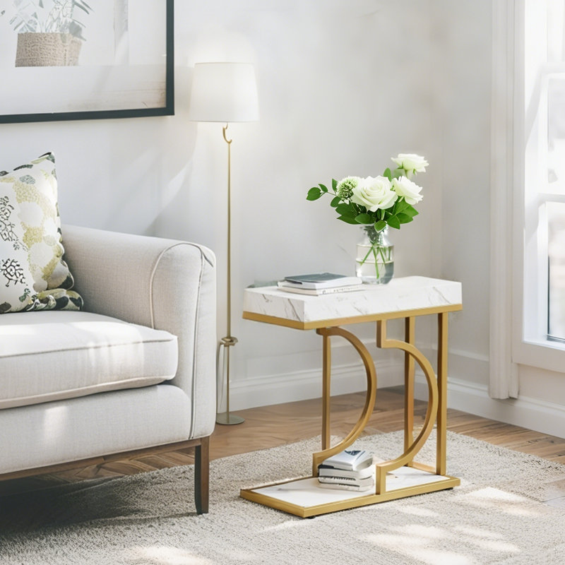 Petite table basse avec table de bout et table d'appoint, Blanc / Blanc