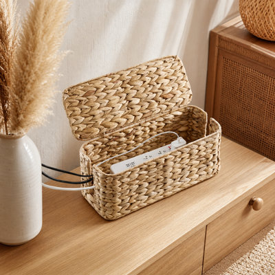 Wicker Large Cable Management Box - Cord Box Hider For Home, Office