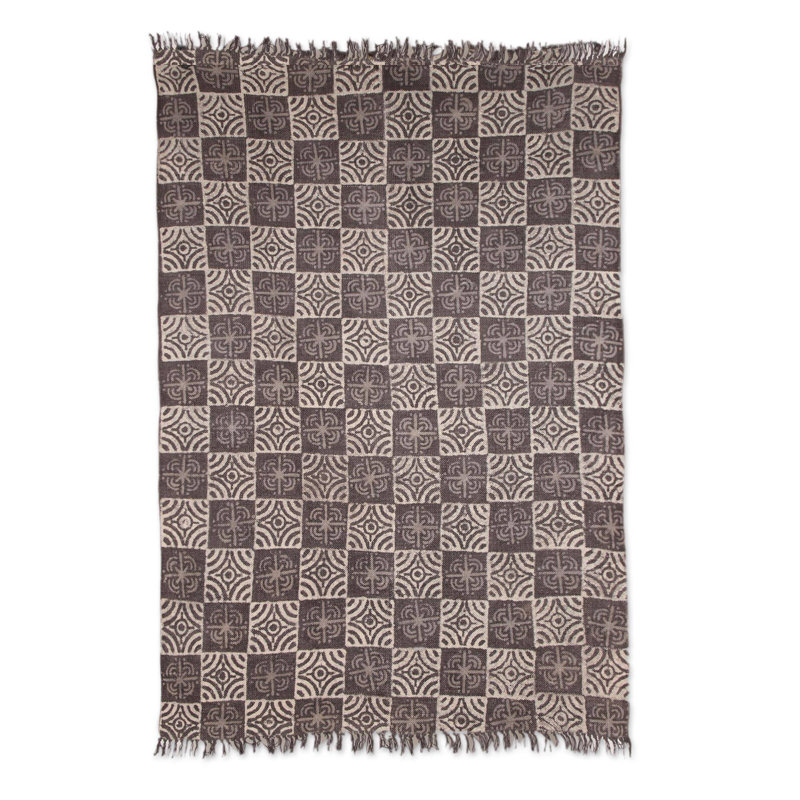 Tapis bronze en coton kilim fait main géométrique Pietro