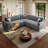 Pull-Out Sofa Bed Sectional,Chenille Modular Sleeper Sectional L Shaped Couch Sofa Bed-595027551