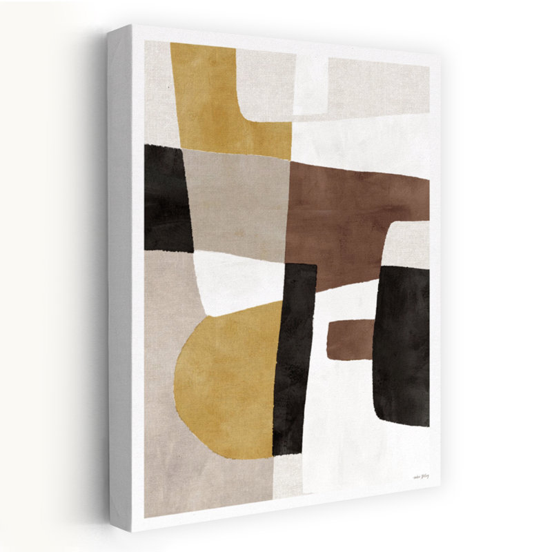 «Unbalilibed I» - Art contemporain moderne campagnard de style moderne avec tons terreux Mid-Century, H 24 po x l 16 po