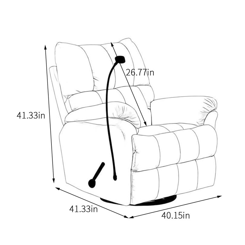 360° Swivel Recliner With Phone Holder Upholstered Swivel Recliner, Yellow