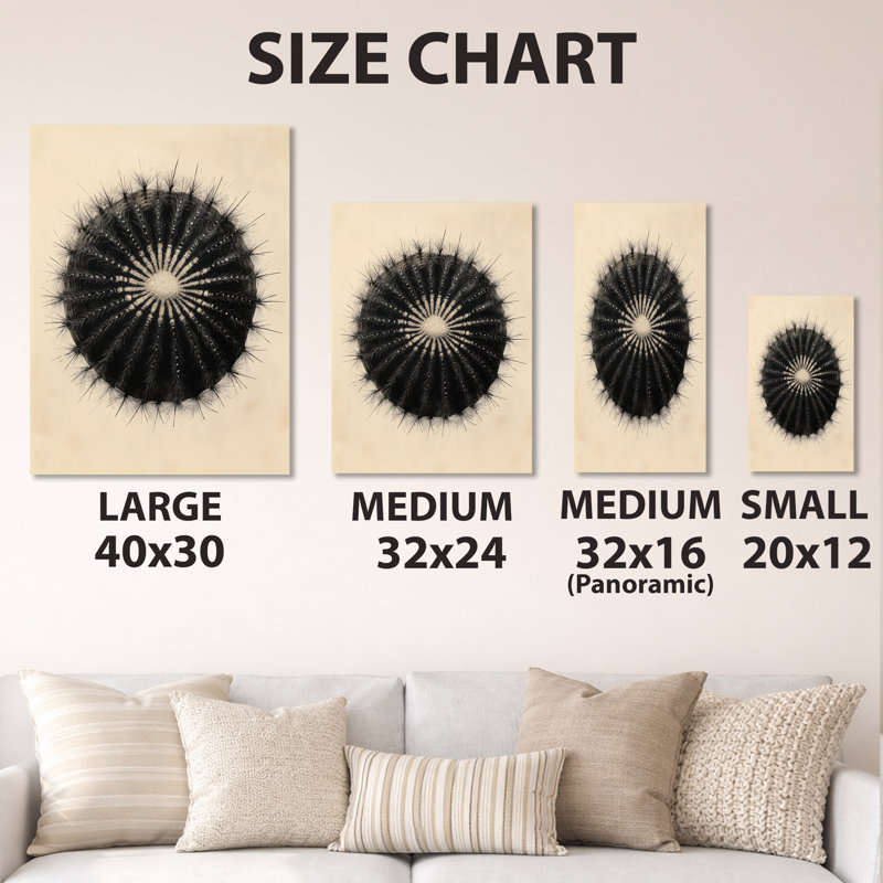 Fleur de cactus en baril noir - Grande affiche murale en métal, H 40 po x l 30 po