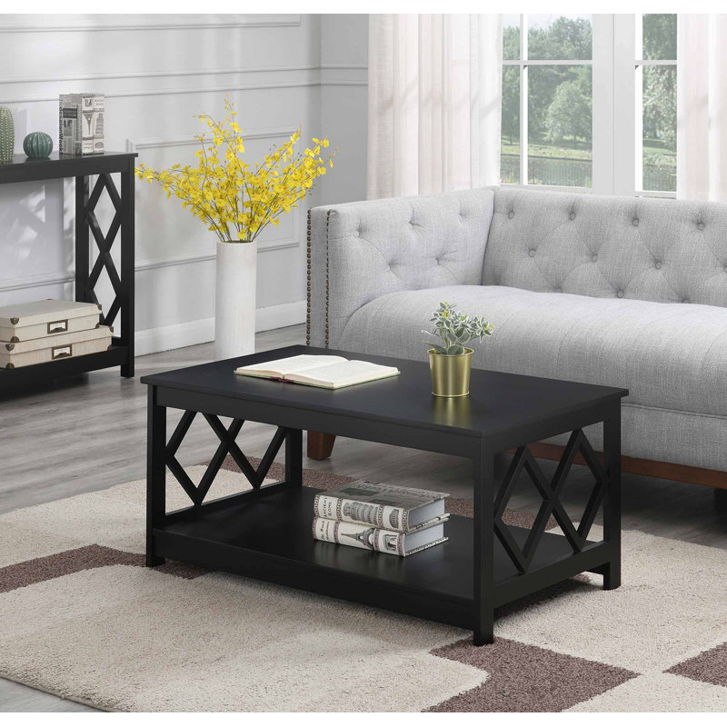 Dimson 39.5" Coffee Table with Shelf, Black