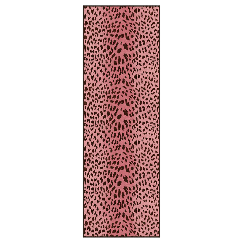 Bioridge Modern Floral Machine Washable Pink Indoor Area Rug with Non-Slip Backing, Runner 2' x 6', Black/Pink