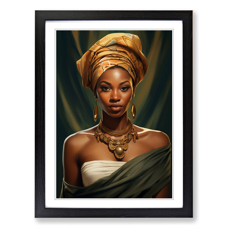 African Woman Classicism - Framed Print, 34cm H x 25cm W x 2cm D, Black Framed