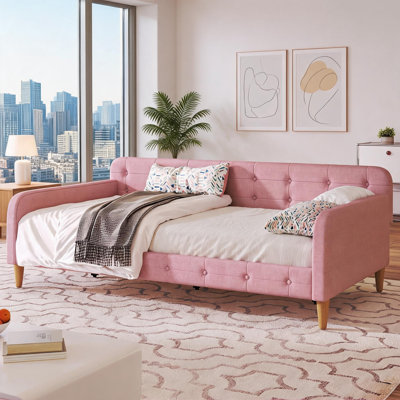 Lit de jour simple en lin revêtu de lin rembourré, mobilier moderne multi-usage pour les sièges d'invités et la chambre à coucher