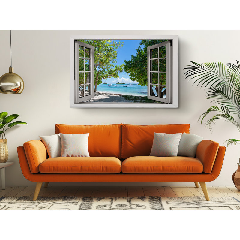 «Open Window View of the Beach», reproduction sur toile, H 16 po x l 24 po
