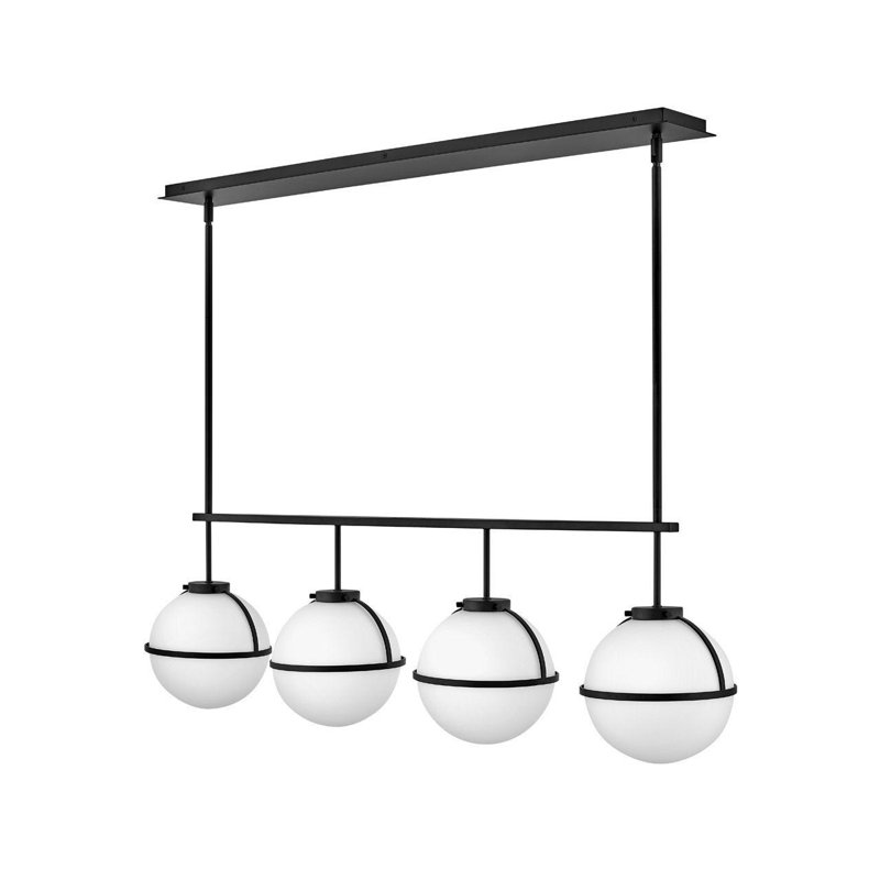 4-Light Chandelier, Noir