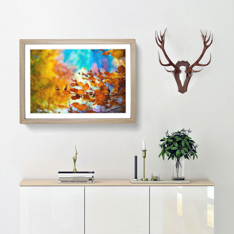 Autumn Leaves - Picture Frame Painting Print, 24cm H x 33cm W x 2cm D, Oak Framed
