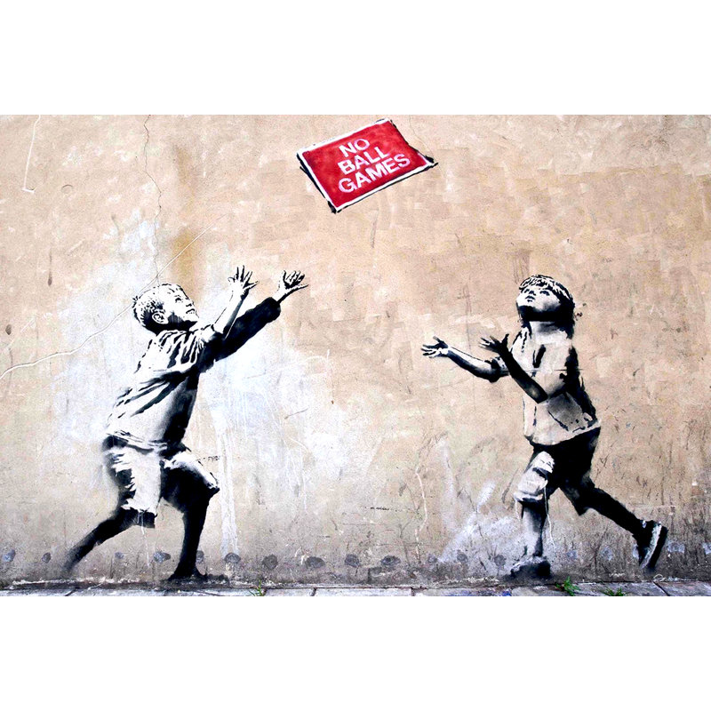 "No Ball Games" par Banksy, reproduction d'art sur toile tendue, H 16 po x l 24 po x P 1,5 po