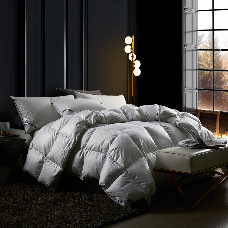 Édredon en duvet d'oie blanche hongrois 90% coton jacquard, Édredon simple TG