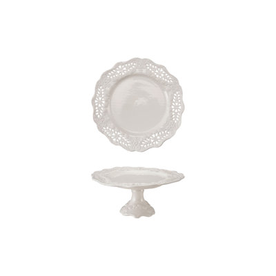 Scalloped Stoneware Lace Pedestal