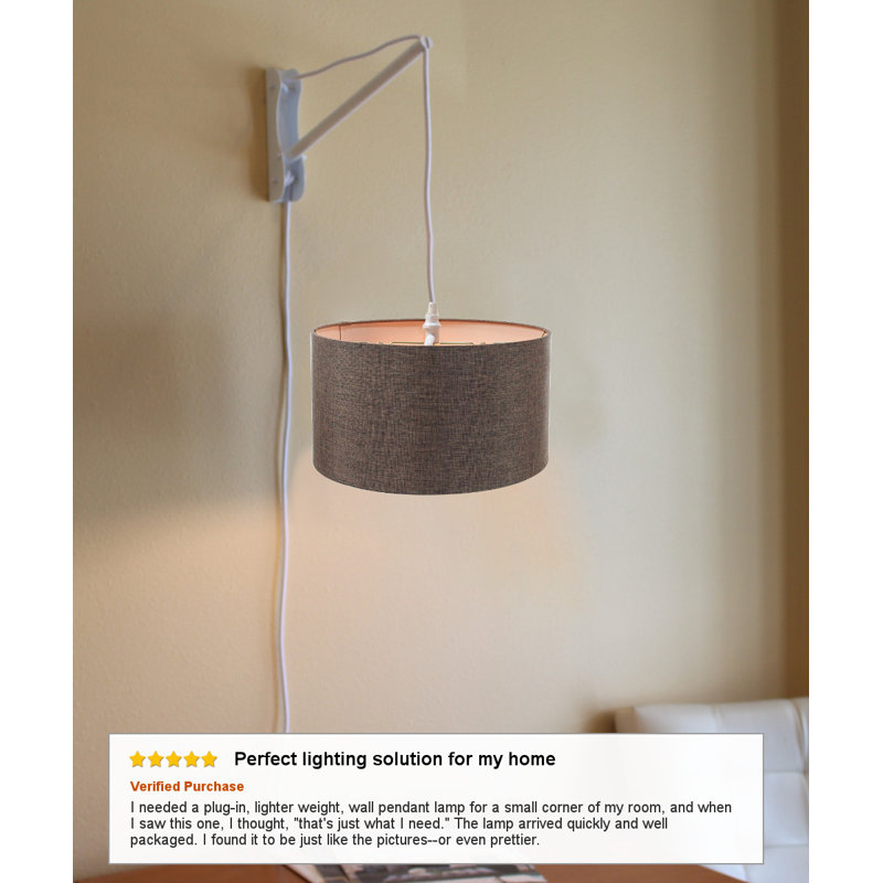 St Philips Marsh Plug-in Swing Arm Sconce, Chocolate Burlap, 14" H x 14" W x 7" D