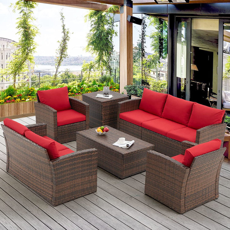 Aun 7 - Person Patio Conversation Sets with Cushions