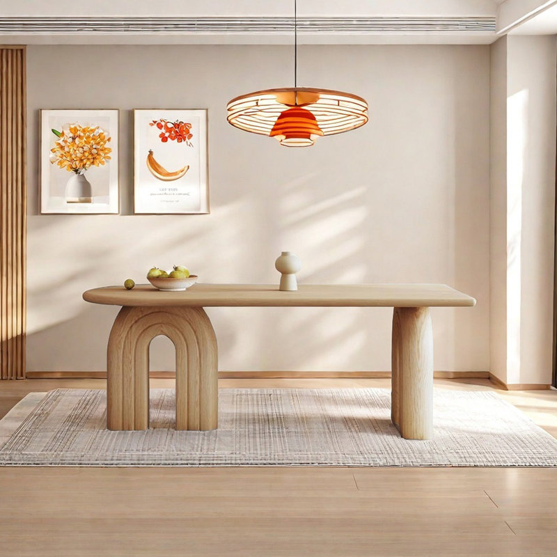 Table de salle à manger moderne en bois massif, H 29,53 po x L 55,12 po x l 31,5 po