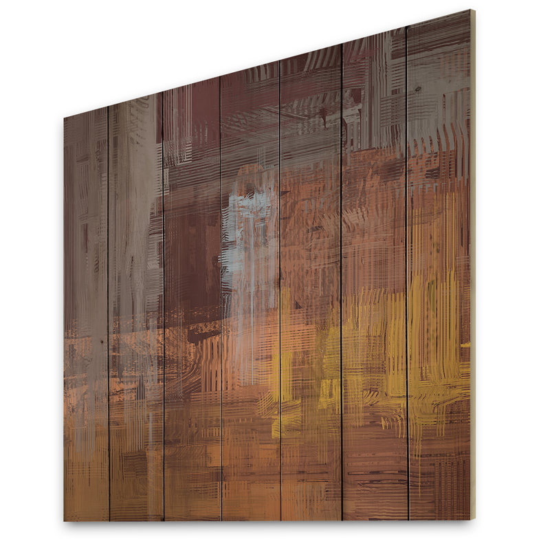 Art congelé brun et gris II - impression sur bois sans cadre, H 30 po x l 30 po x P 1 po