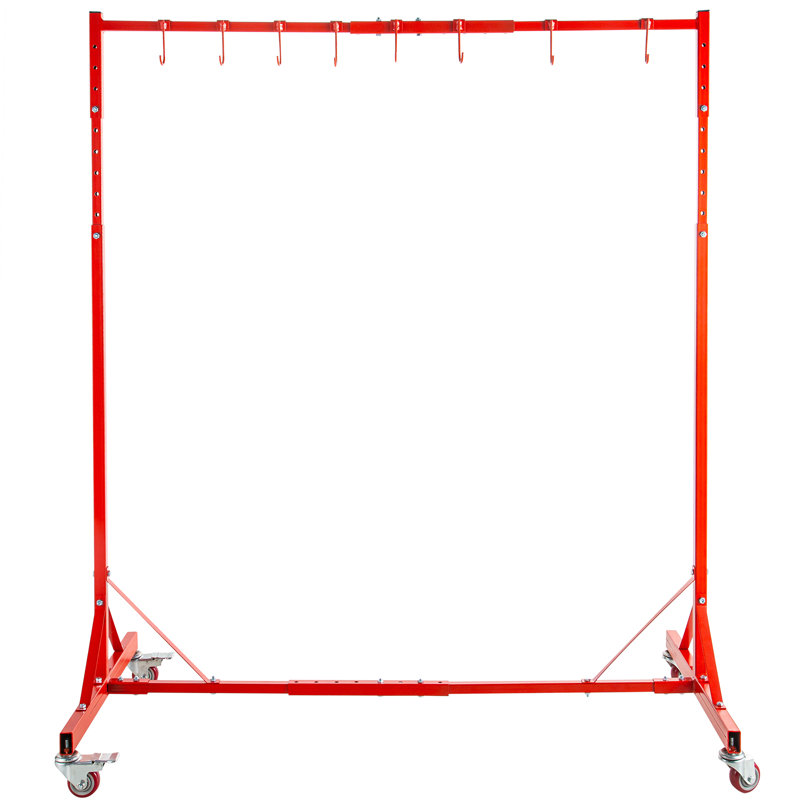 Support à peinture Rebrilliant, hauteur réglable de 5 à 7 pi avec 8 crochets, blanc, Rouge