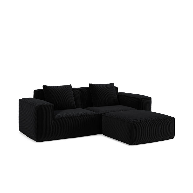 Canapé rembourré, canapé modulaire pour le salon, Noir, 3, H 39,39 po x l 86,62 po x P 28,41 po
