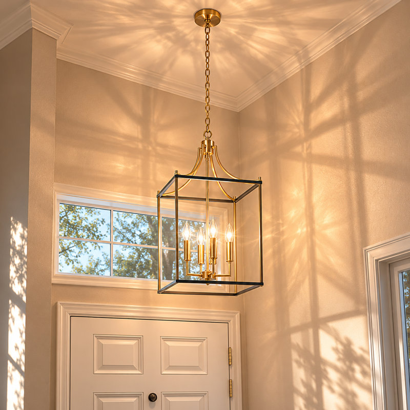 Jamiylah 4 - Light Lantern Rectangle Cage Kitchen Island Pendant Light Foyer