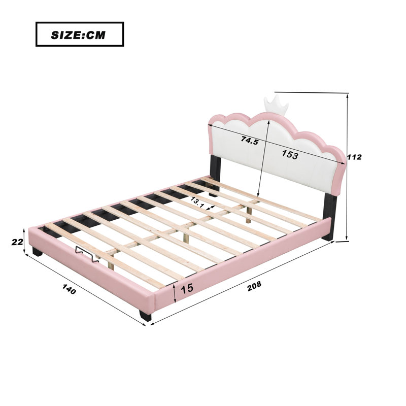 Amelia Upholstered Bed, White, European Double (140 x 200cm)
