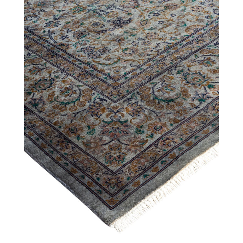 Tapis gris fait à la main de conception unique Chimel