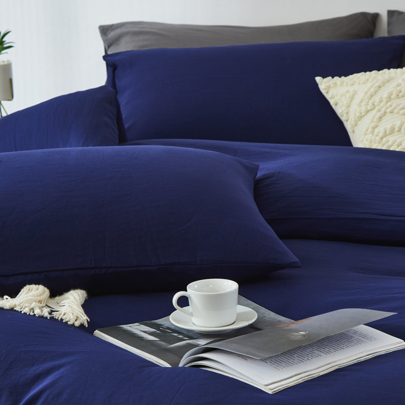 Housse de couette grand bleu avec fermeture à glissière Kakijumn, Housse de couette grand et 2 taies d'oreiller stan