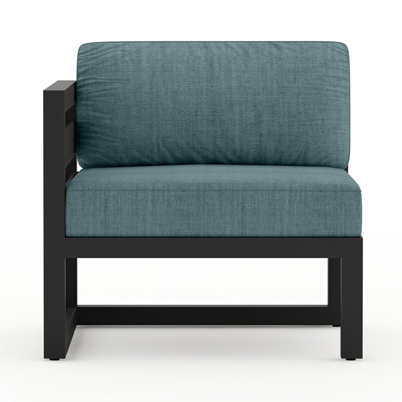 Avion Outdoor One Arm Lounge Chair, Canvas Charcoal Sunbrella® Canvas, Black