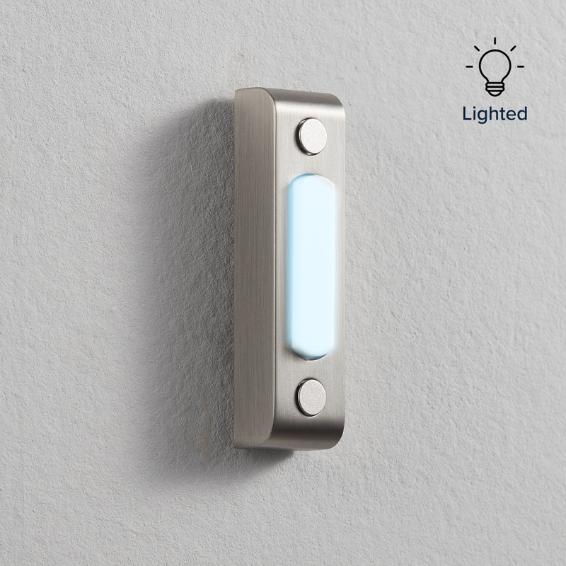 Heath Zenith Satin Nickel Metal Wired Lighted Push Doorbell Button