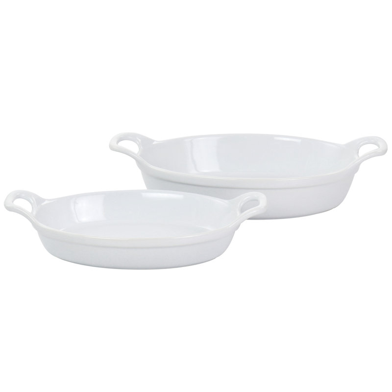 Martha Stewart 2 Piece Stoneware Baker Set, White