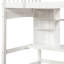 Lit mezzanine simple avec tablettes de rangement, bureau et échelle-1043819577