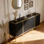 Buffet 60 "moderne cannelé avec accents dorés, armoire de rangement noire pour le salon-1746980196