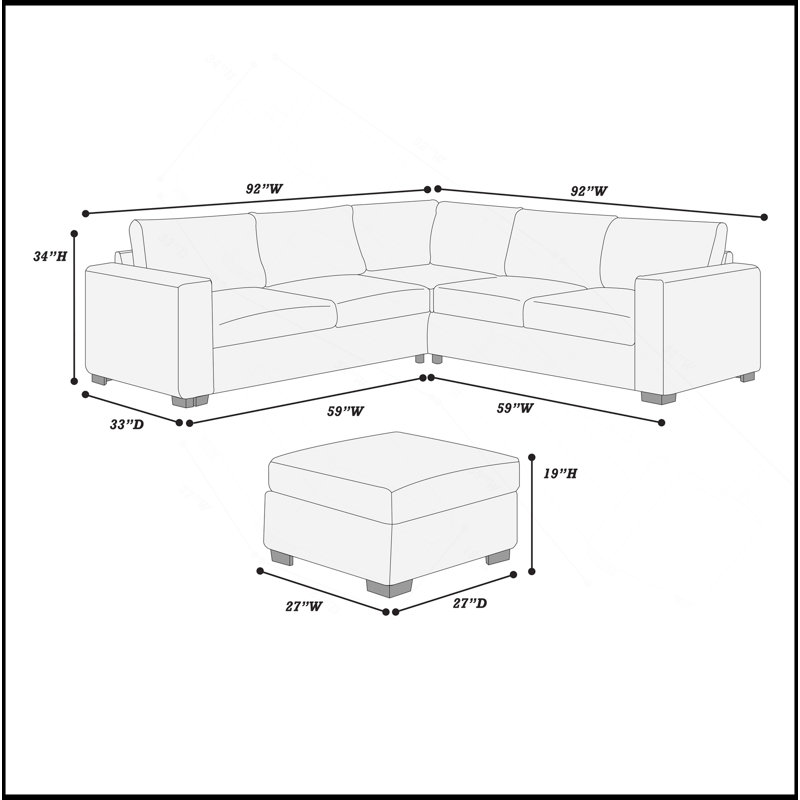 Magnifique ensemble de conversation modulaire 4 pièces avec repose-pieds gris foncé, Gris foncé