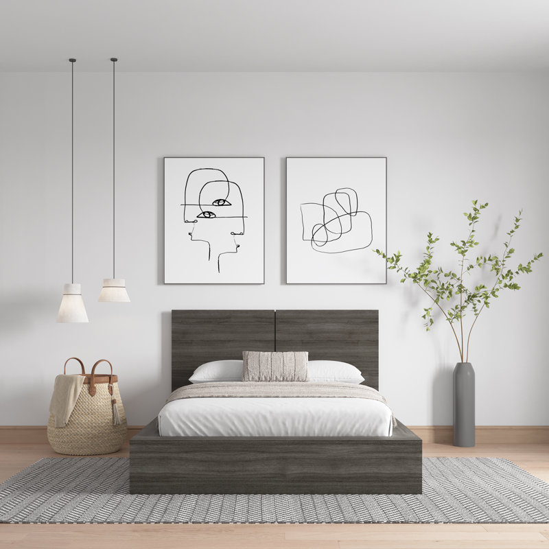 Guendolyn Platform Bed & Headboard, Gray, King