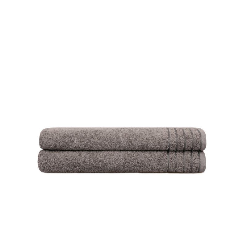 Ensemble de 2 serviettes de bain 100% coton, gris