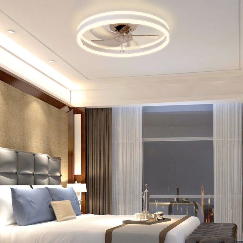 Ventilateur de plafond avec lumières DEL Draquan, Blanc