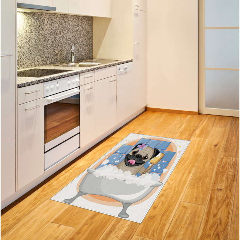 Pug High Density Long Fiber Poly Threads Decorative Area Rug Carpet, Rectangle 4' x 5'8"