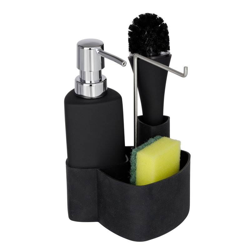 Porcelain China Bathroom Accessory Set, Black