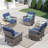 Swivel PE Wicker Rattan Outdoor Rocking Chairs Set With Side Table (4 Chairs And 2 Side Table)-1349886700