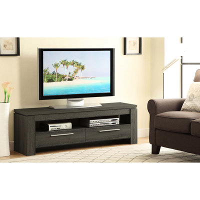 Weathered Grey 2 59-Inch Tv Shelf For Entertainment Use - Suits 64" Tv, Transitional Console With Spacious Space For 60"