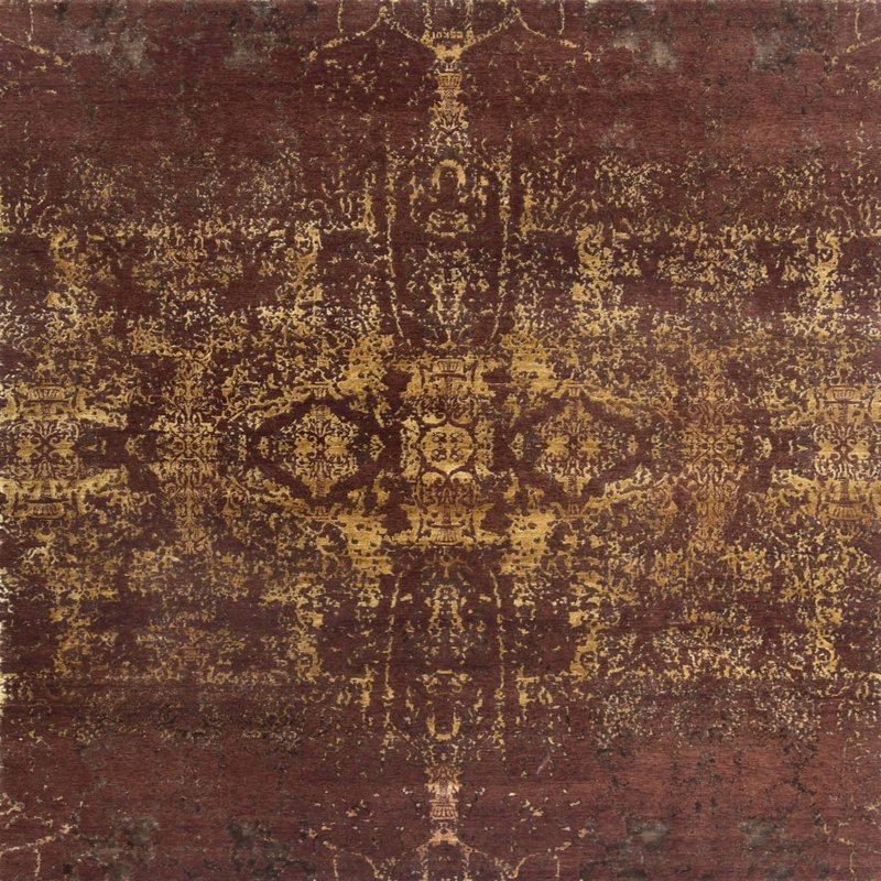 Tapis oriental brun / doré, Carré 4 pi