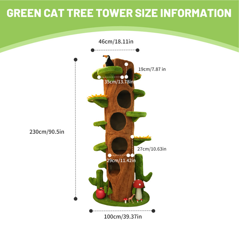 Grand arbre à chat, arbre à chat à plusieurs trous avec perchoirs à gratter en sisal, grand arbre à chat à thème nature pour chatons et toutes les races de chat
