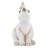 Resin Sitting Bunny With Bird On Head  Set of 2  5.7" x 3.5" x 6.5"H  White