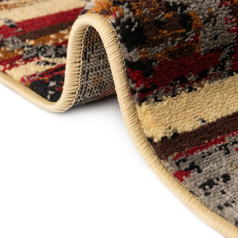 Tapis brun / jaune à motif géométrique Knowle, Carré 5 pi 3 po
