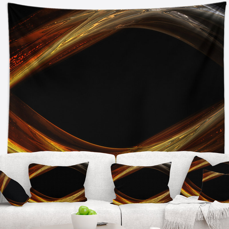 Corwin, formes dorées rouges et tapisserie noire, H 50 po x l 60 po