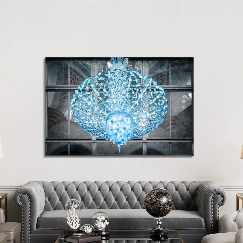 Ice Chandelier - Print on Canvas, 152.5 cm H x 101.5 cm W, White Framed