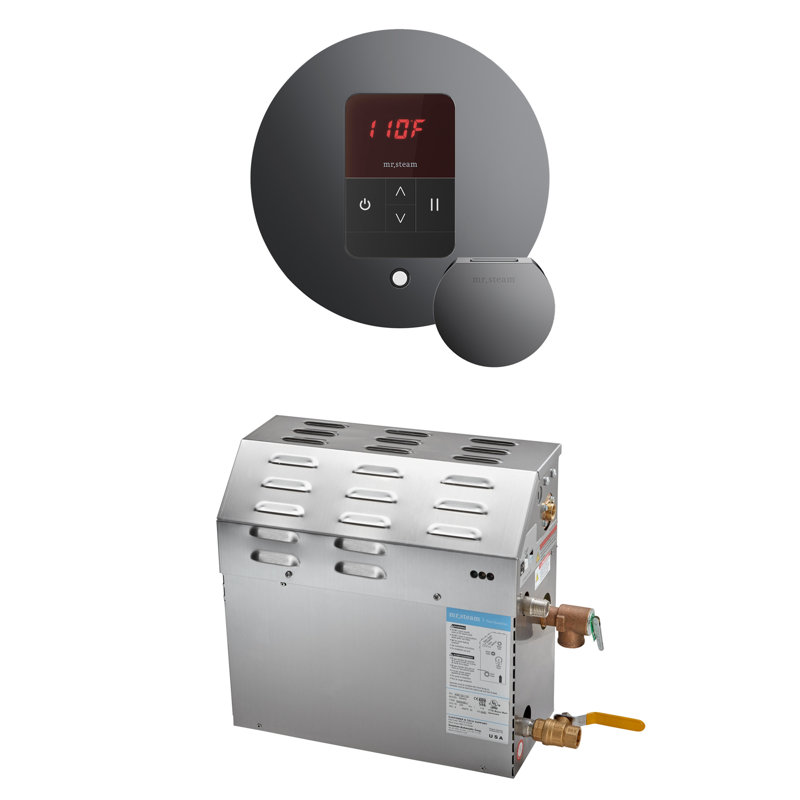 Ensemble de générateur de douche à vapeur MS 15 kW (15000 W) avec contrôle rond d'iTempo, Acier satiné